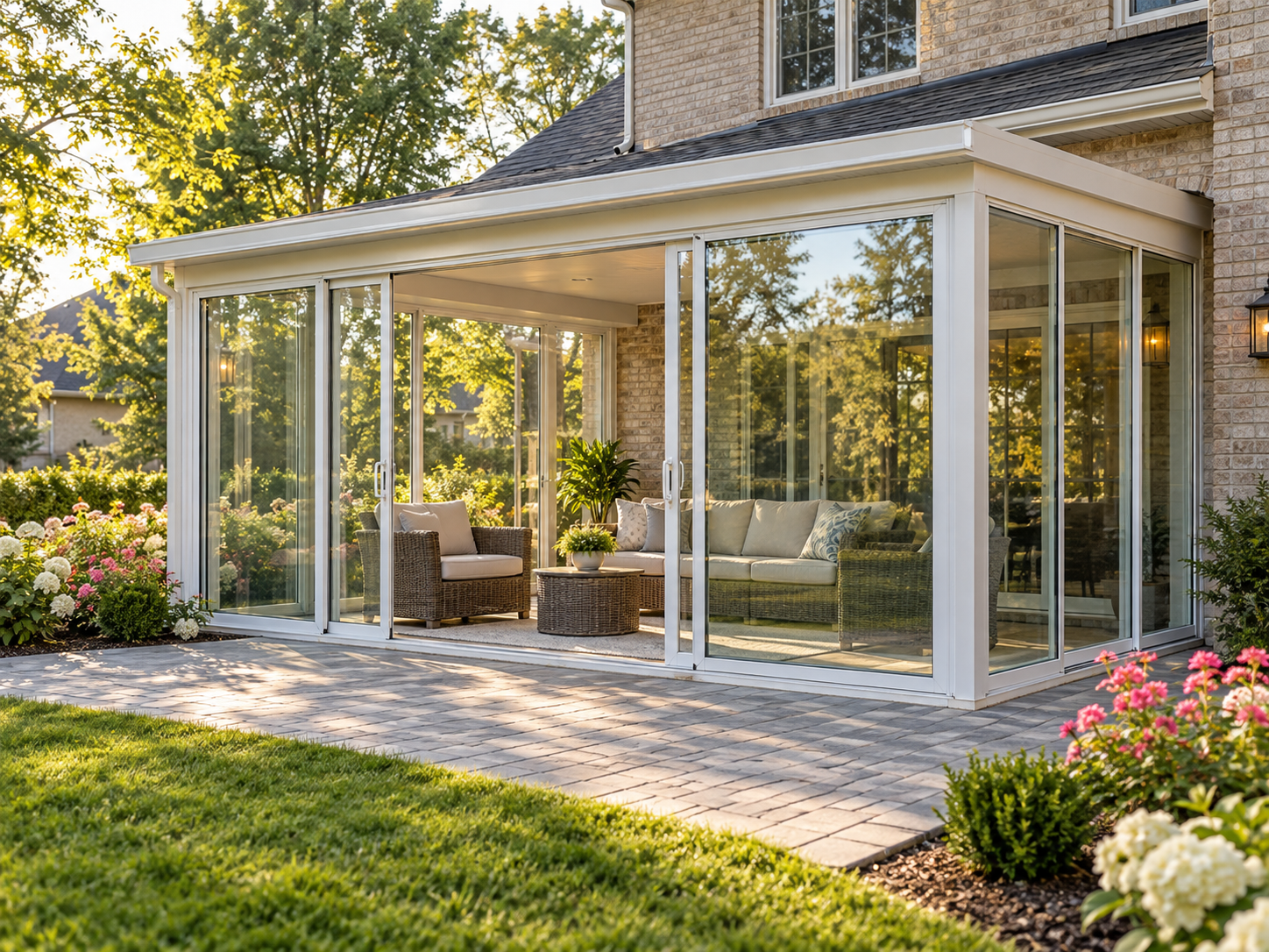 Bright, comfortable home interior with beautiful architectural details